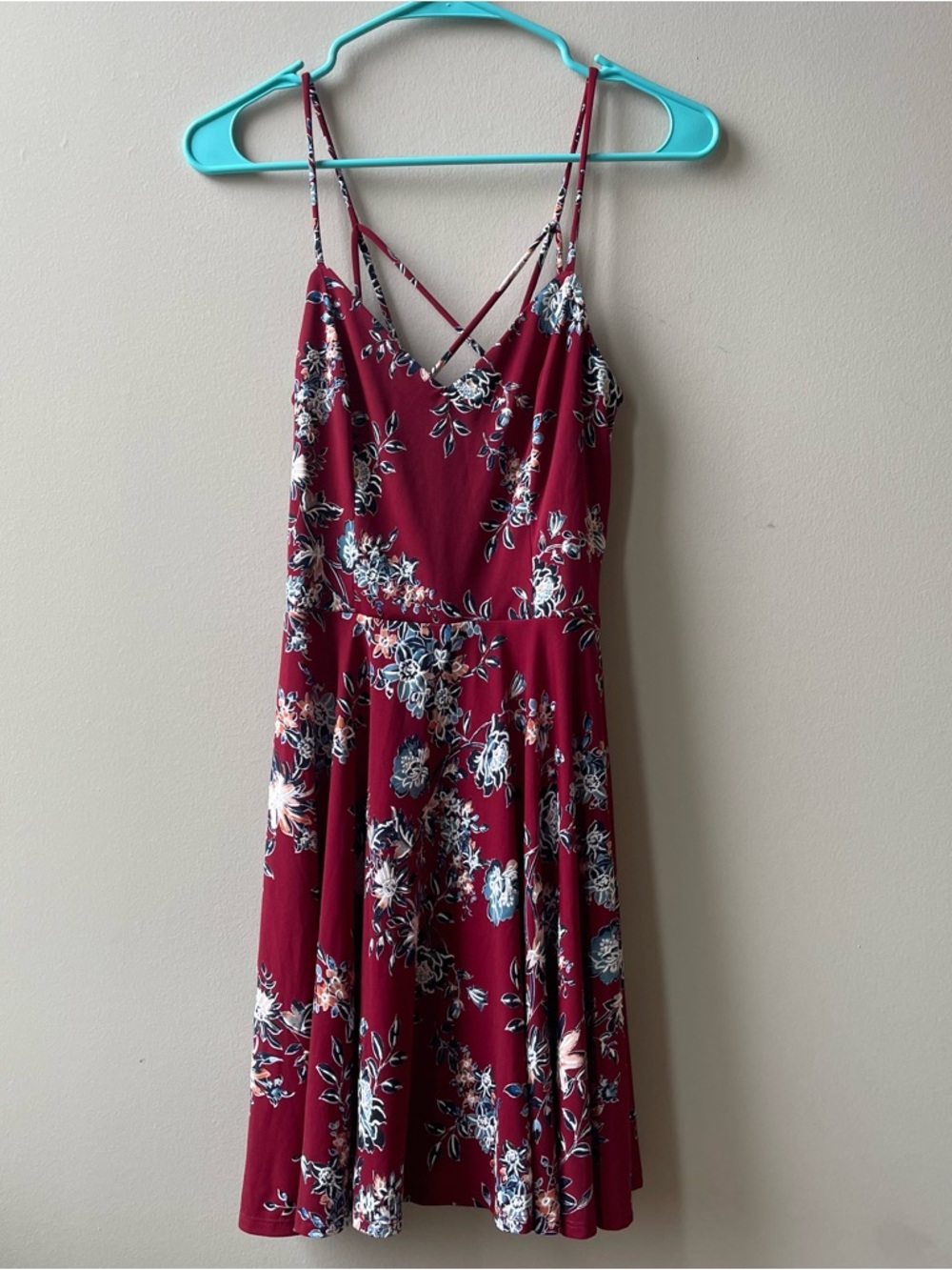 The General Good Red Floral A-Line Strappy Summer Mini Dress Women's Small